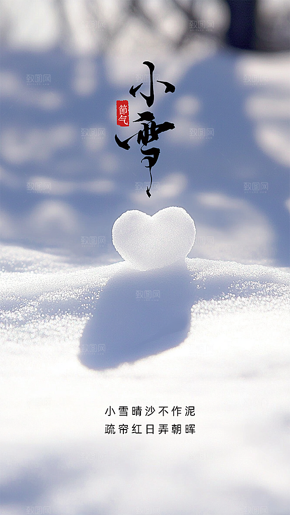 小雪创意节气唯美简约大气节日海报