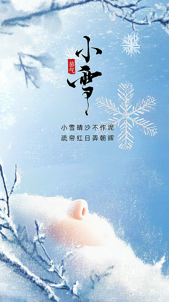 小雪创意大气节日唯美简约节气海报