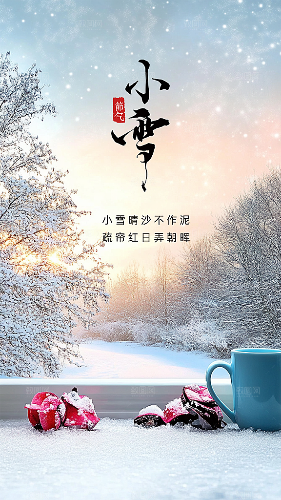 小雪创意简约节日大气唯美节气海报