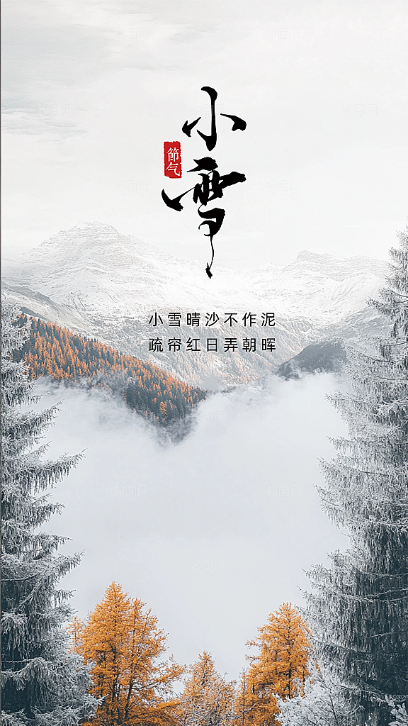 小雪节日节气大气创意唯美简约海报