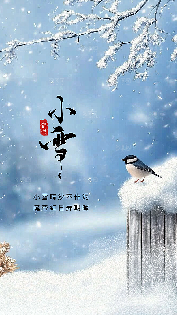 小雪节日节气大气创意唯美简约海报