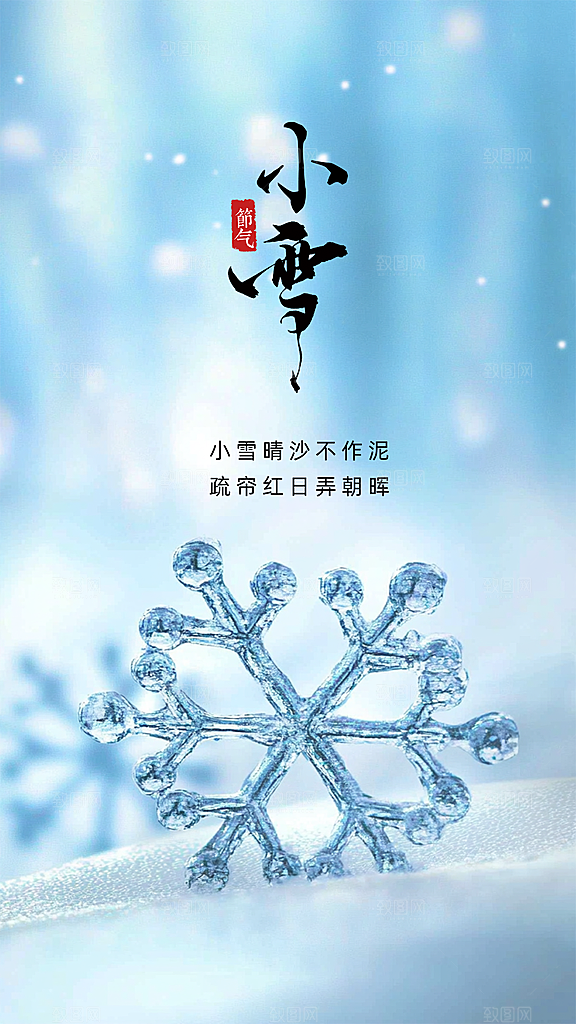 小雪节日大气创意简约唯美节气海报
