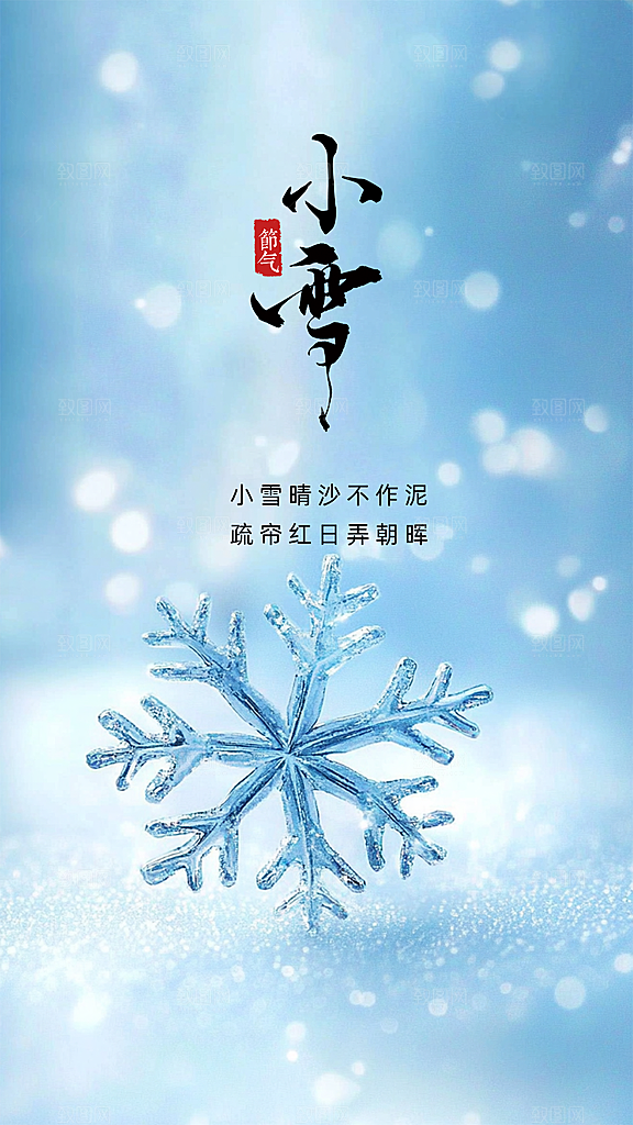 小雪节日大气创意简约唯美节气海报