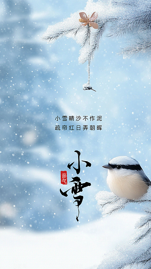 小雪节日大气创意简约唯美节气海报