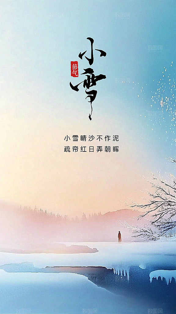 小雪节日大气创意简约唯美节气海报
