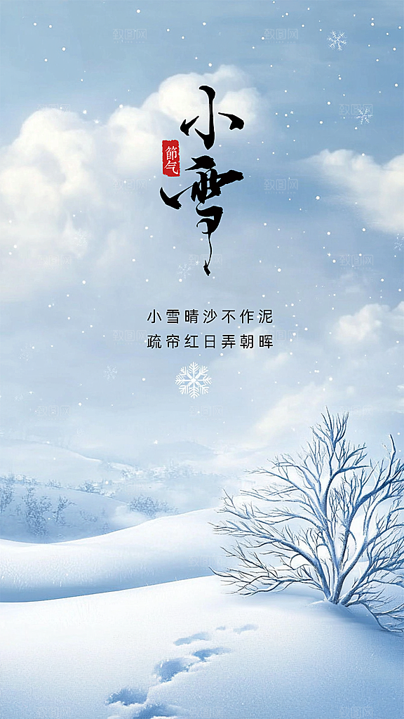 小雪简约大气节日节气创意唯美海报