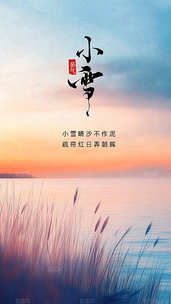 小雪简约大气节日节气创意唯美海报