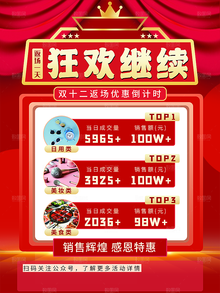 双十二淘宝天猫电商促销折扣活动海报