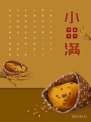 小满节气简约大气海报