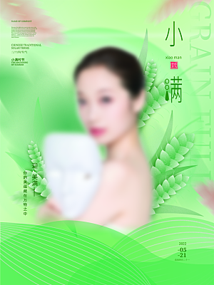小满节气简约大气海报