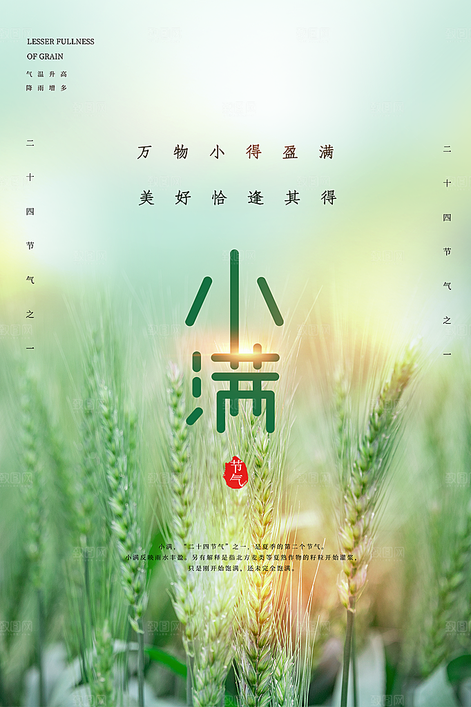 传统节气小满海报模版