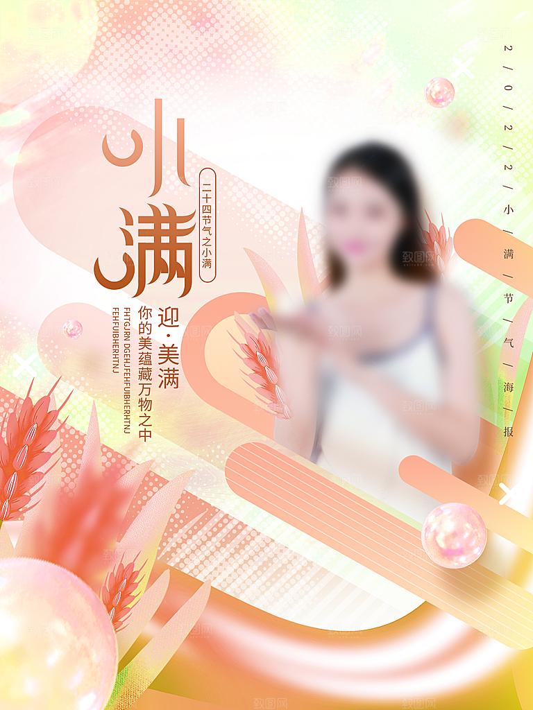 小满节气简约大气海报