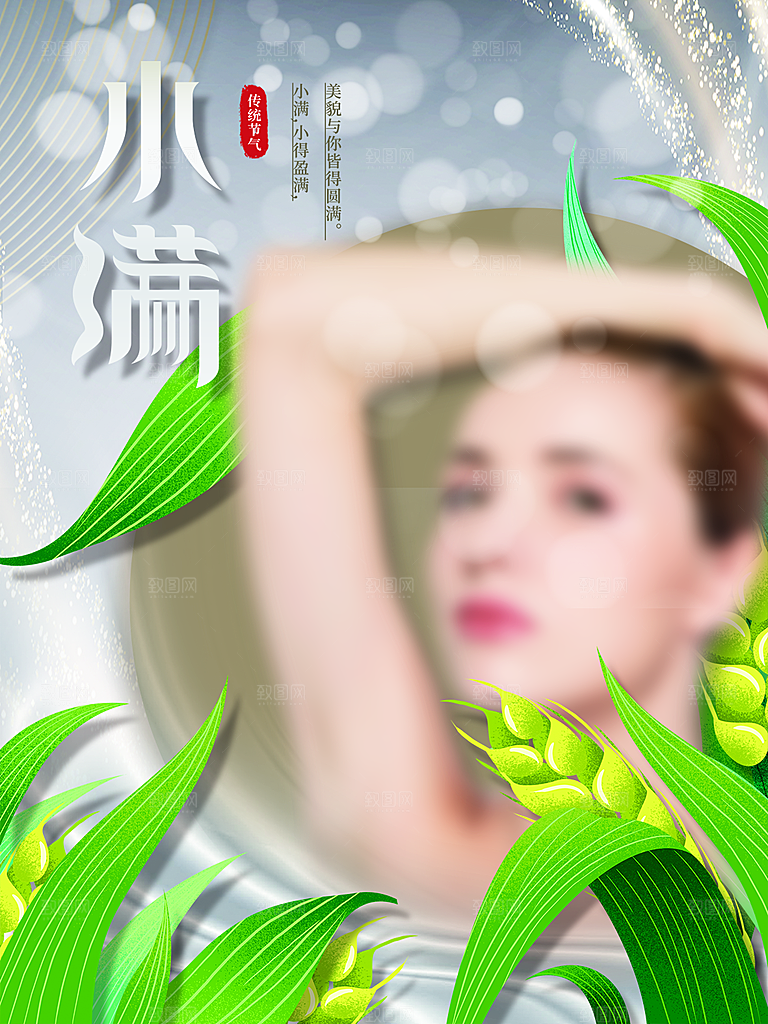 小满节气简约大气海报