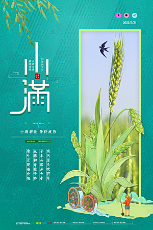 小满节气简约大气海报