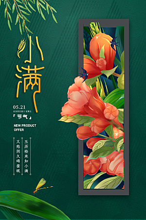 传统节气小满海报模版