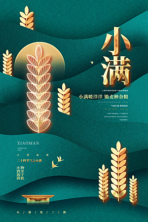 小满节气简约大气海报