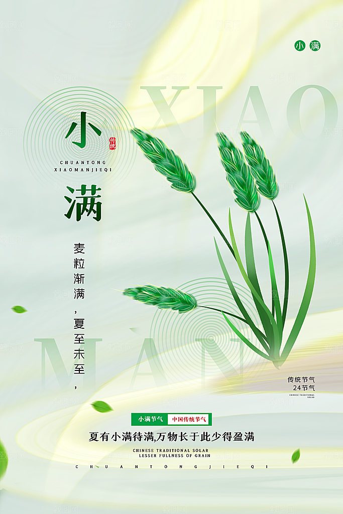 小满节气简约大气海报