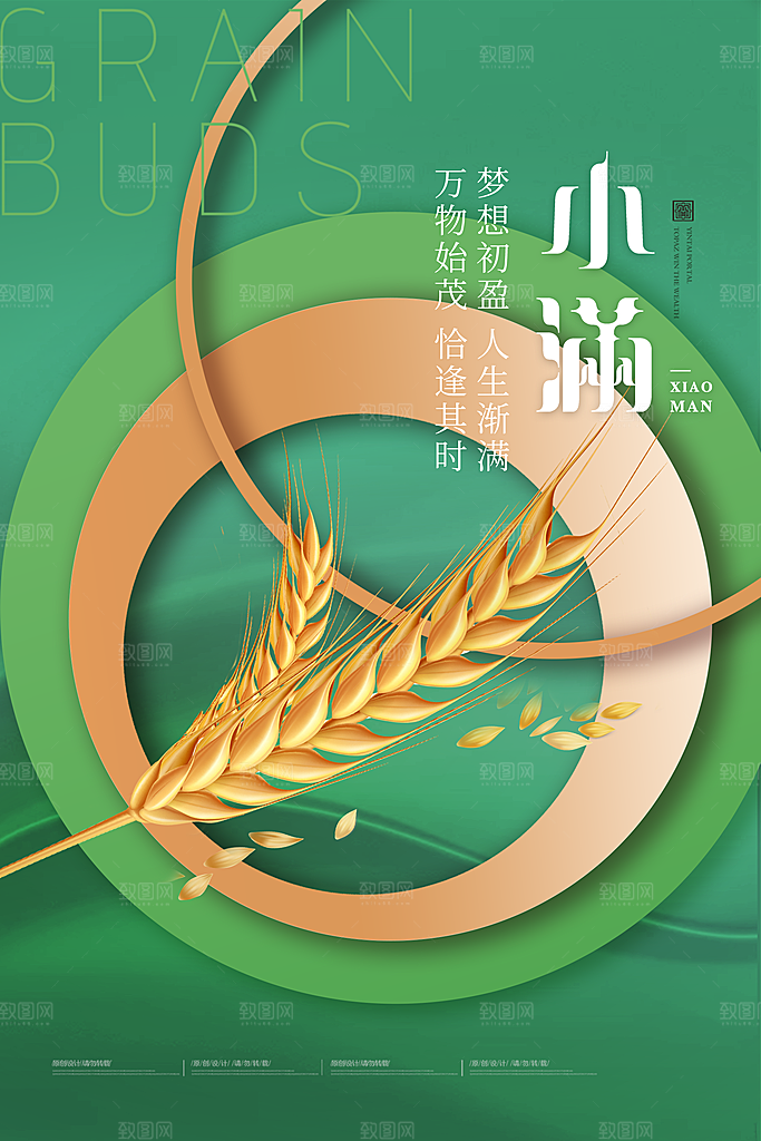 传统节气小满海报模版
