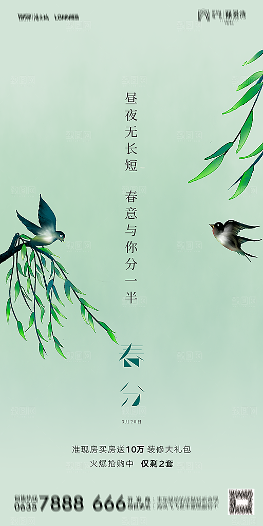春分节气简约大气海报