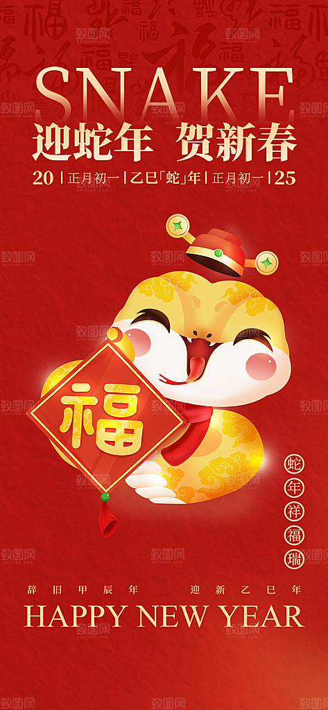 过年蛇年喜庆新春活动海报