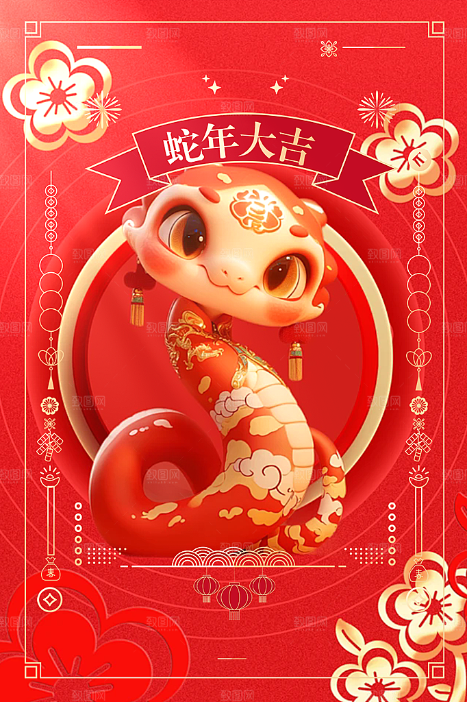 蛇年喜庆新春活动海报