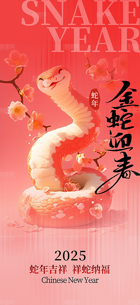 新年过年蛇年喜庆新春活动海报