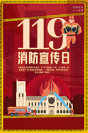 大气全国消防安全日宣传海报
