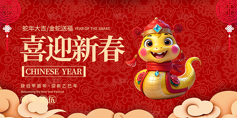 新年过年蛇年喜庆新春活动展板