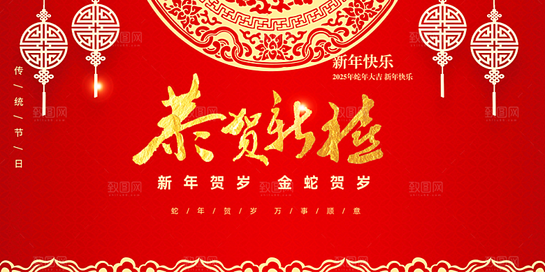 新年过年蛇年喜庆新春活动展板