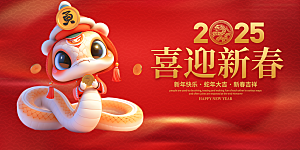 新年过年蛇年喜庆新春活动展板