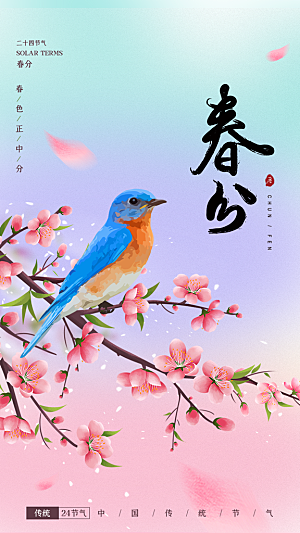 中国传统二十四节气春分节气宣传海报