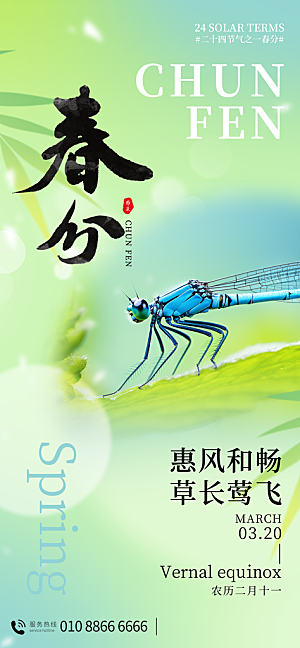 中国传统二十四节气春分节气宣传海报