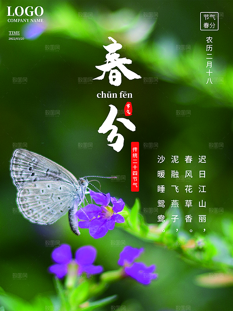 中国传统二十四节气春分节气宣传海报