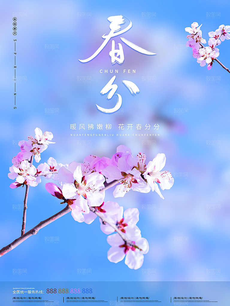 中国传统二十四节气春分节气宣传海报