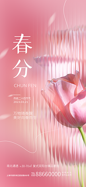 中国传统二十四节气春分节气宣传海报