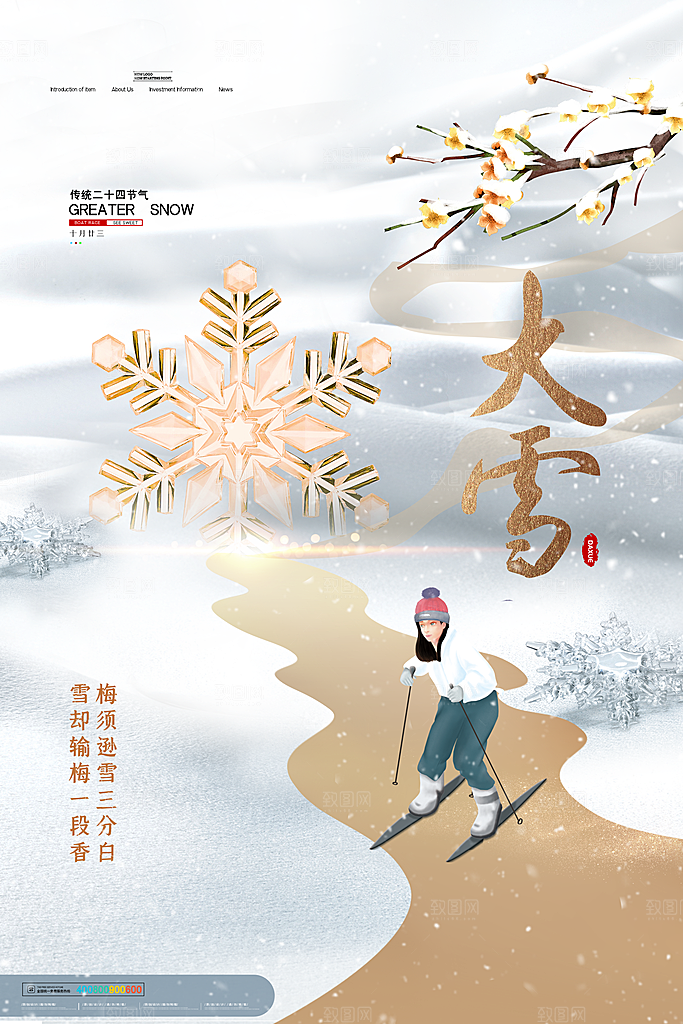 传统节气大雪海报模版