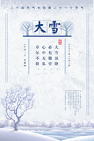 传统节气大雪海报模版