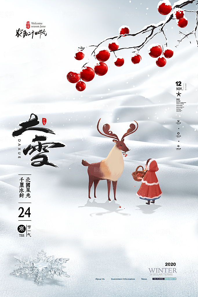 传统节气大雪海报模版