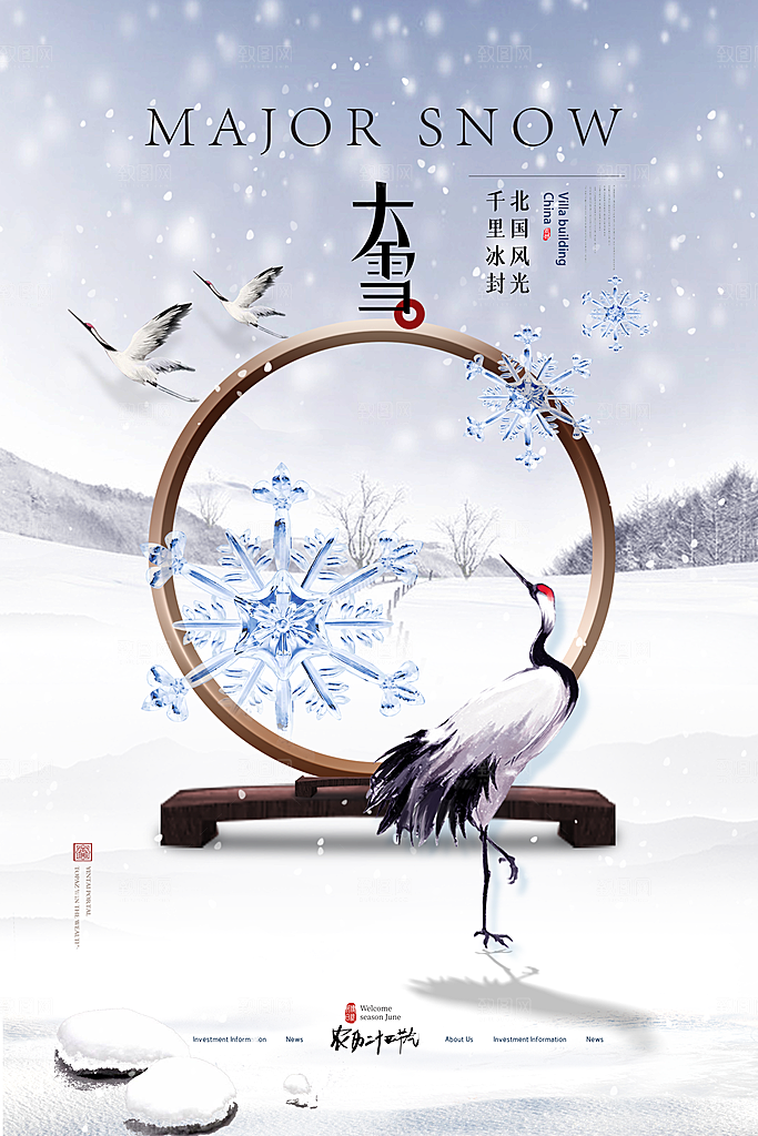 大雪节气简约大气海报