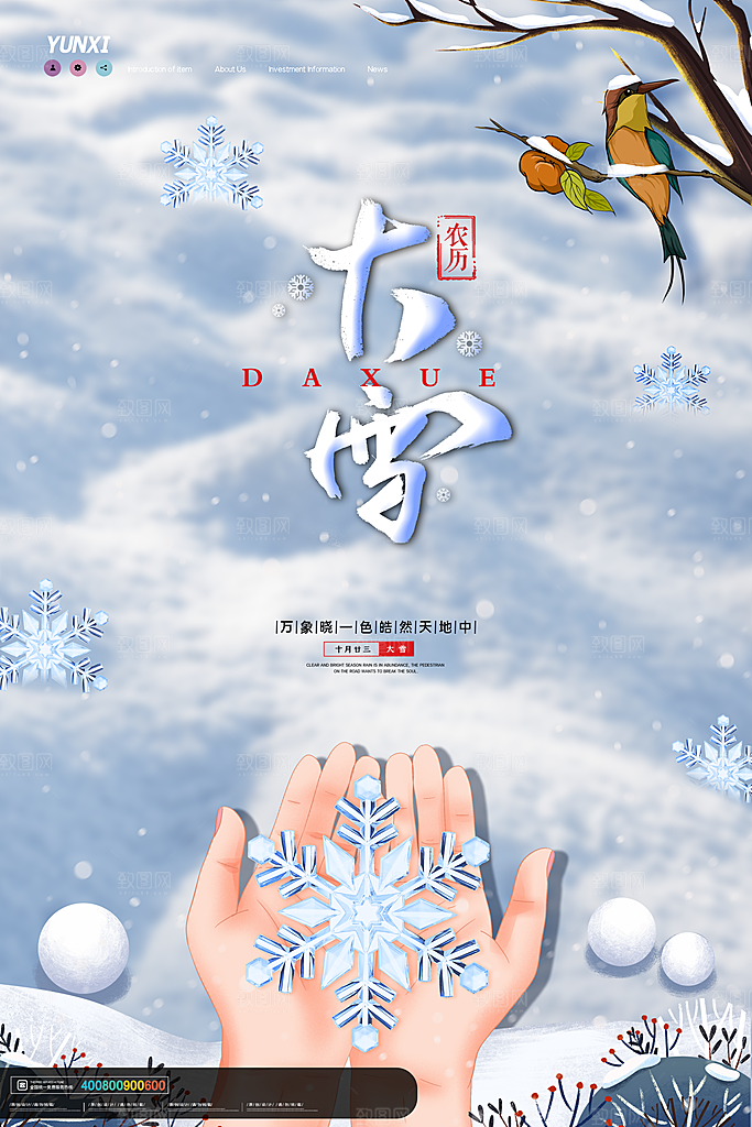 传统节气大雪海报模版