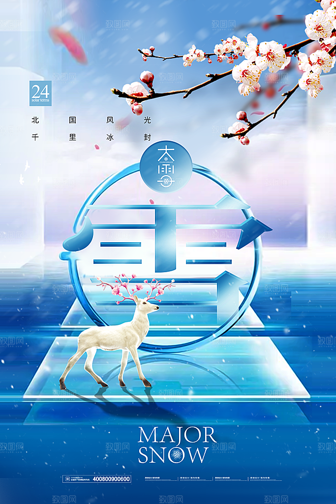大雪节气简约大气海报