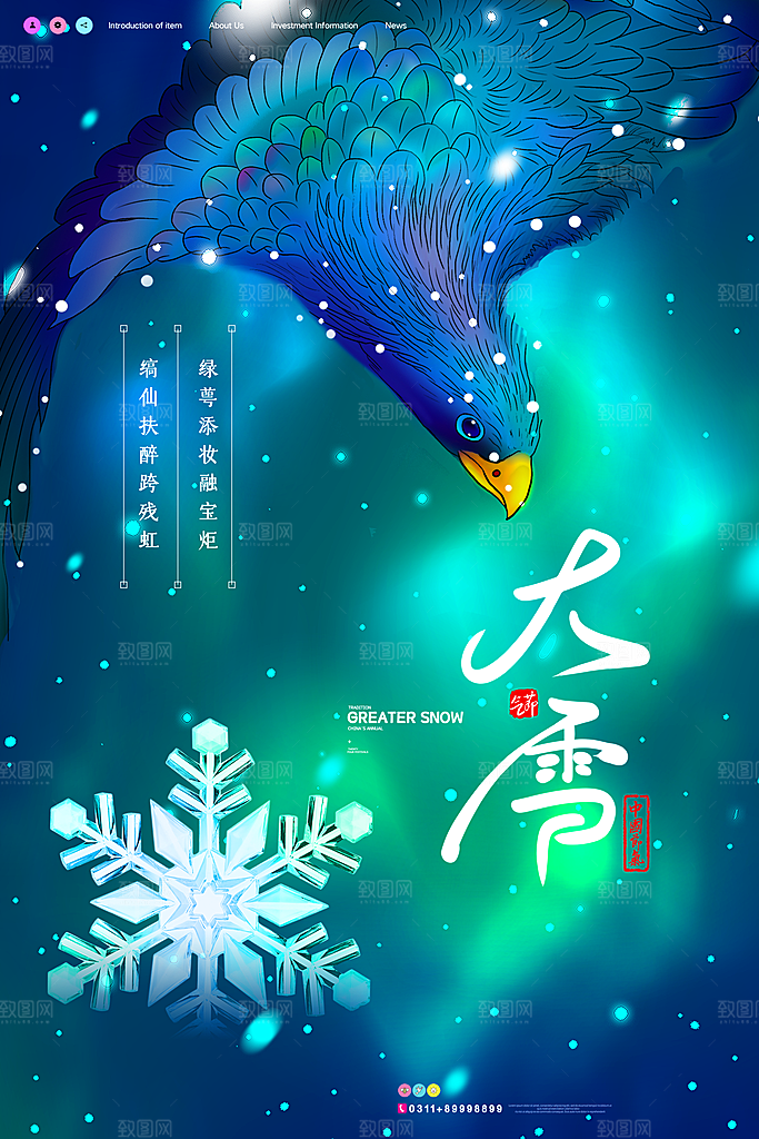 大雪节气简约大气海报