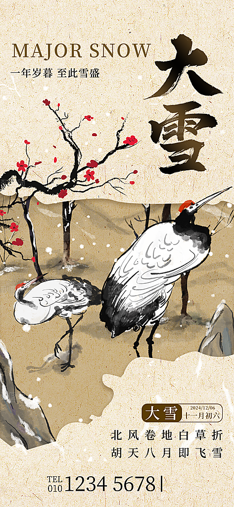 二十四节气大雪中国传统节日宣传海报