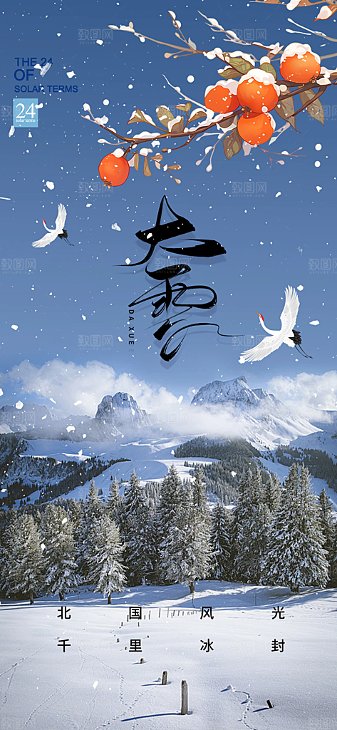 传统二十四节气大雪宣传活动海报