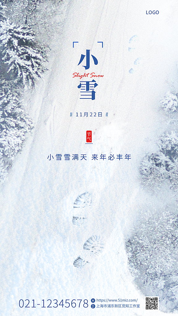 大雪节气简约大气海报