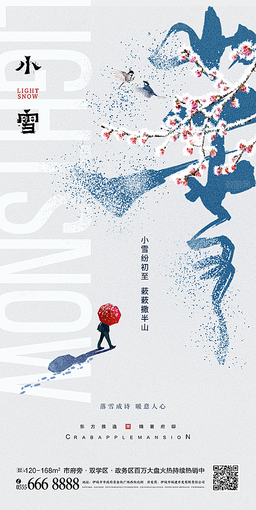 大雪节气简约大气海报