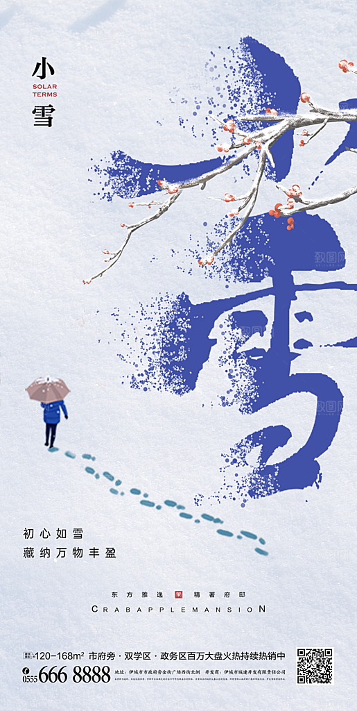 大雪节气简约大气海报