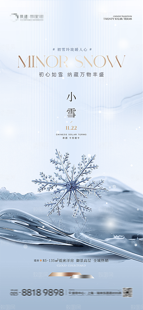 大雪节气简约大气海报