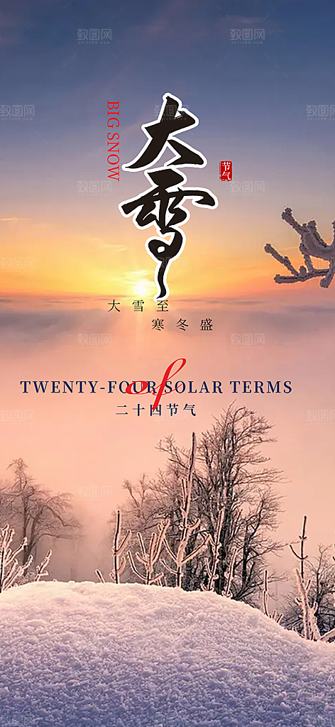 传统二十四节气大雪宣传活动海报