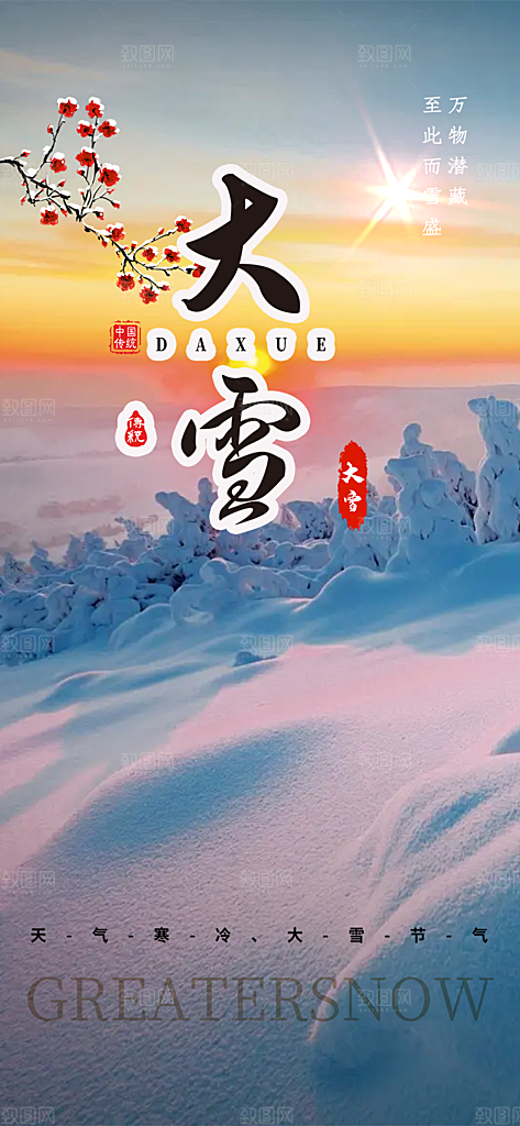 传统二十四节气大雪宣传活动海报